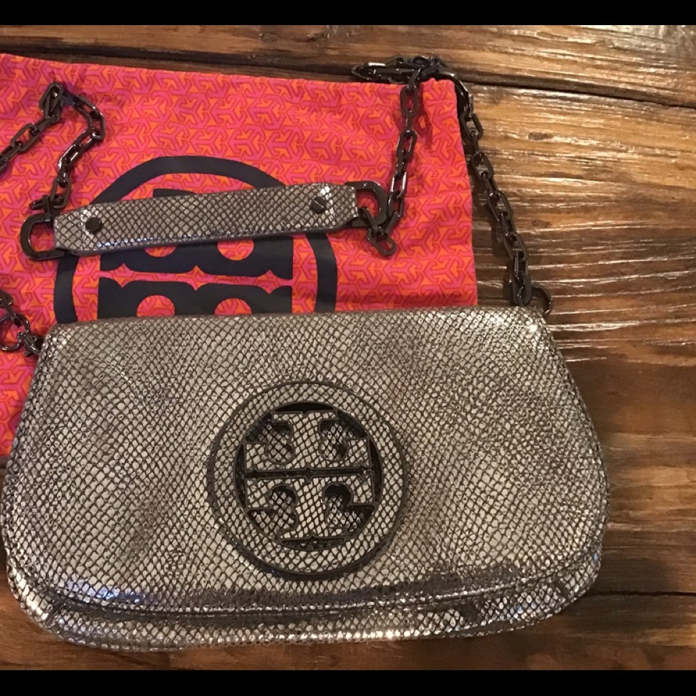 Tory Burch Metallic Snake Embossed bag/clutch